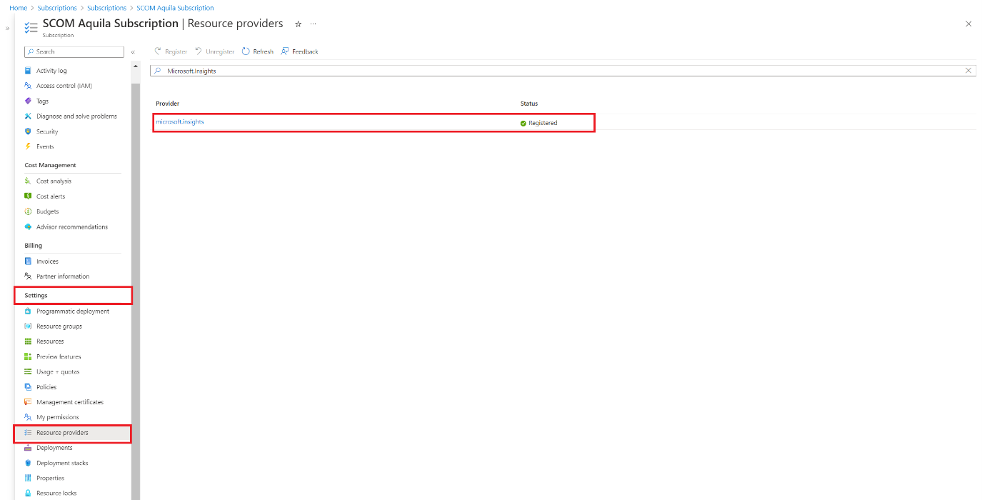 Screenshot che mostra il provider di Informazioni dettagliate Microsoft.