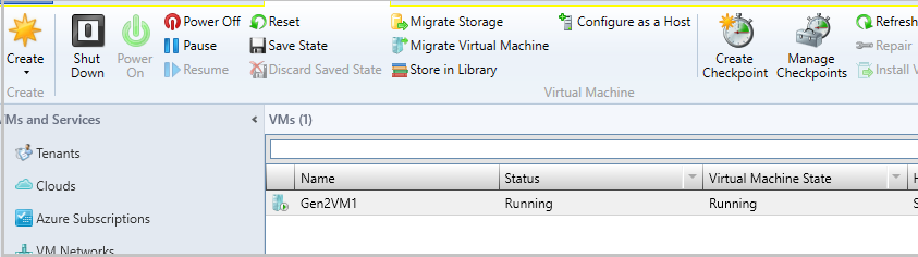 Screenshot della macchina virtuale host in esecuzione.