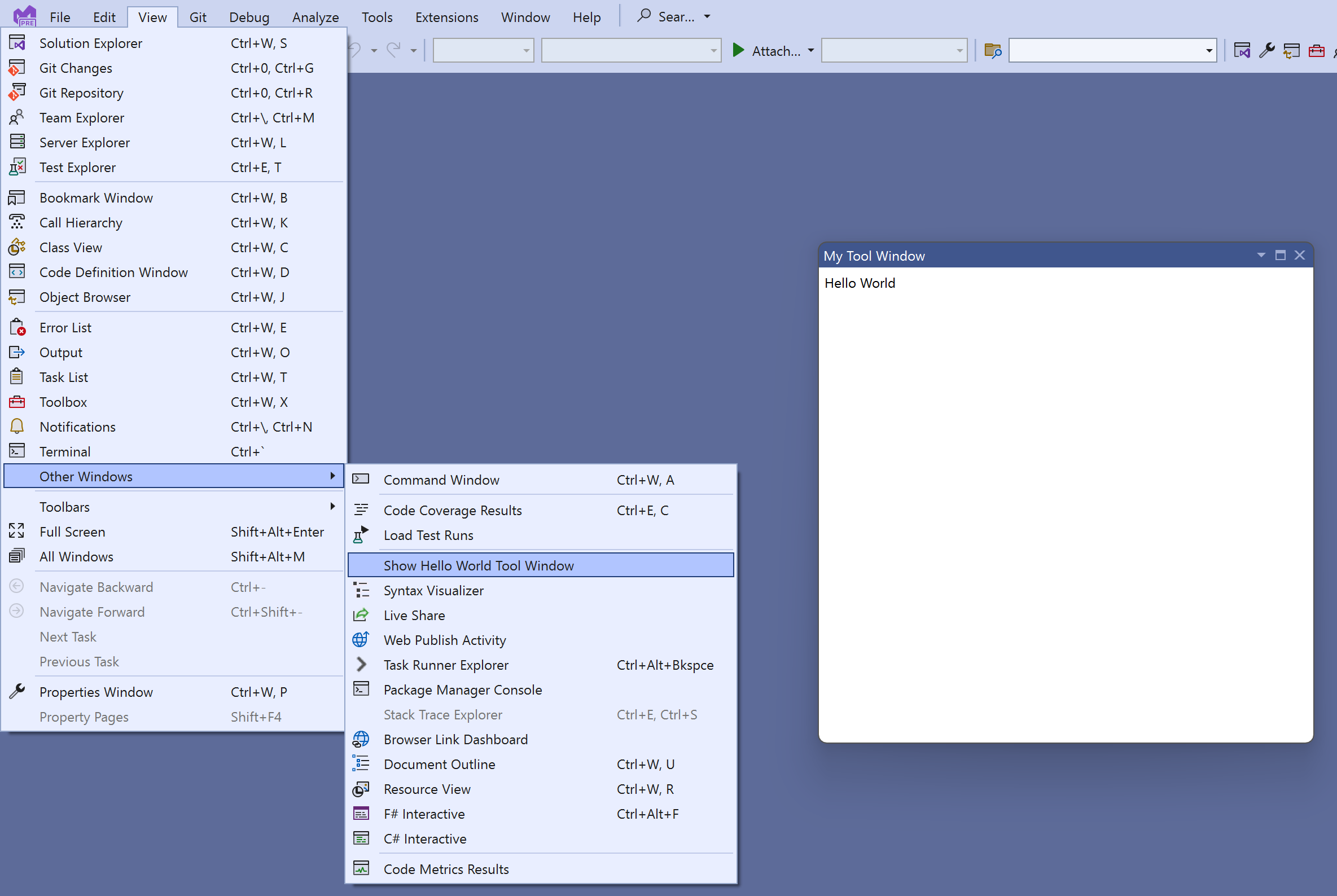 Screenshot showing menu and tool window.