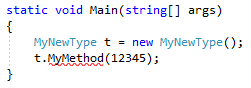Highlighted code C#
