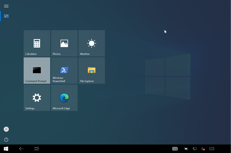 Screenshot del desktop Windows 10 usato per l'avvio rapido.
