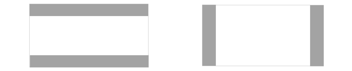Esempio di Letterboxing e Pillarboxing che mostra le barre vuote che centrano la finestra