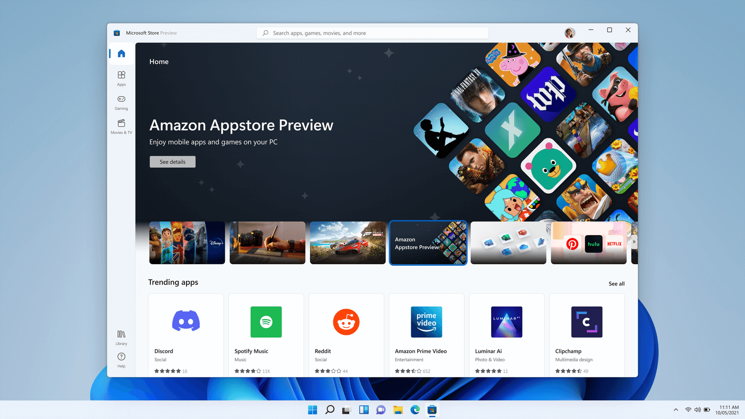 Screenshot della Microsoft Store con amazon App Store