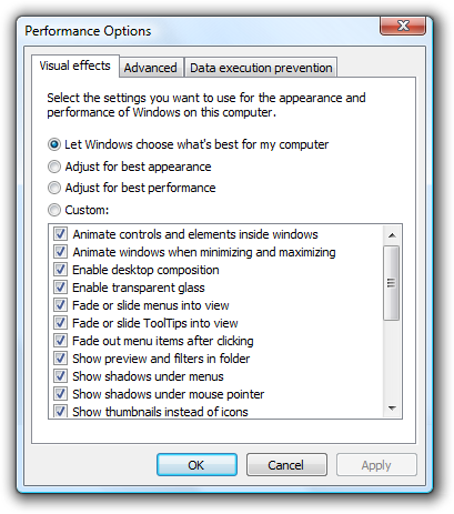 Screenshot della finestra di dialogo con diverse caselle di controllo 