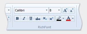 Screenshot dell'elemento FontControl con l'attributo RichFont impostato su true.