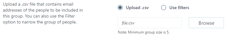 Upload .csv file.