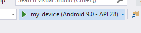Nome dell'emulatore Android sul pulsante Debug