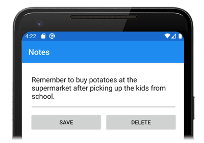 Notes nell'emulatore Android