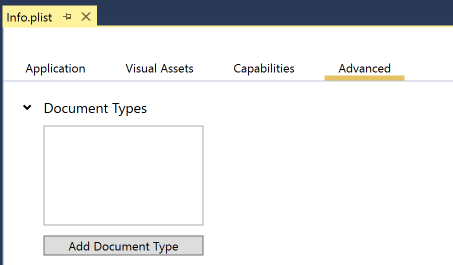 Open the Document Types section under the Advanced tab