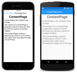 Esempio di ContentPage