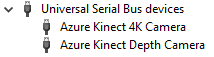 デバイス マネージャーに表示された Azure Kinect DK