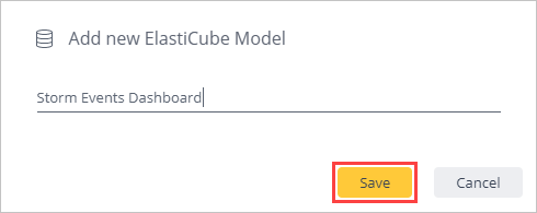 新しい ElastiCube モデルを追加する。