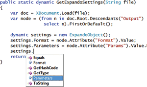 Figure 5 The ReSharper 5.0 IntelliSense at Work with Expando Objects