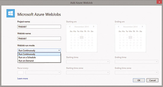 プロジェクトへの Azure WebJobs の追加