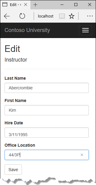 Instructor Edit page