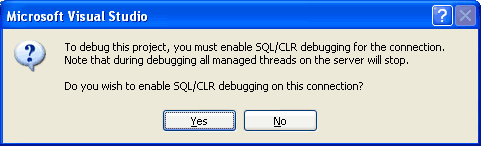 SQL/CLR デバッグを有効にする