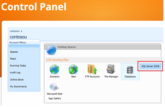 Selecting_Databases_in_Control_Panel