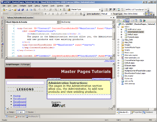 入れ子になったマスター ページは、Top-Level マスター ページを拡張して、管理者の指示を含めます。