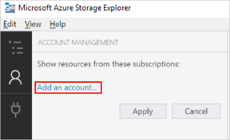 アカウントの追加 - Storage Explorer