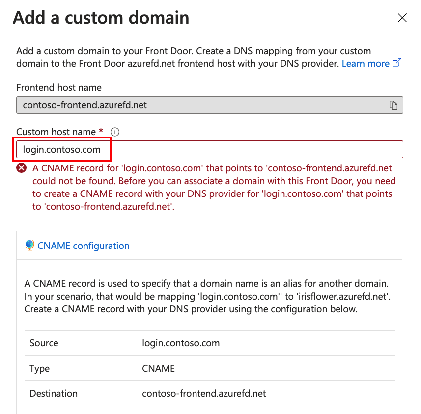Screenshot demonstrates how to verify a custom domain.
