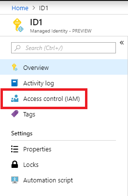 Screenshot that shows the user-assigned managed identity start.
