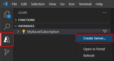 Visual Studio Code から新しい Azure Cosmos DB アカウントを作成する