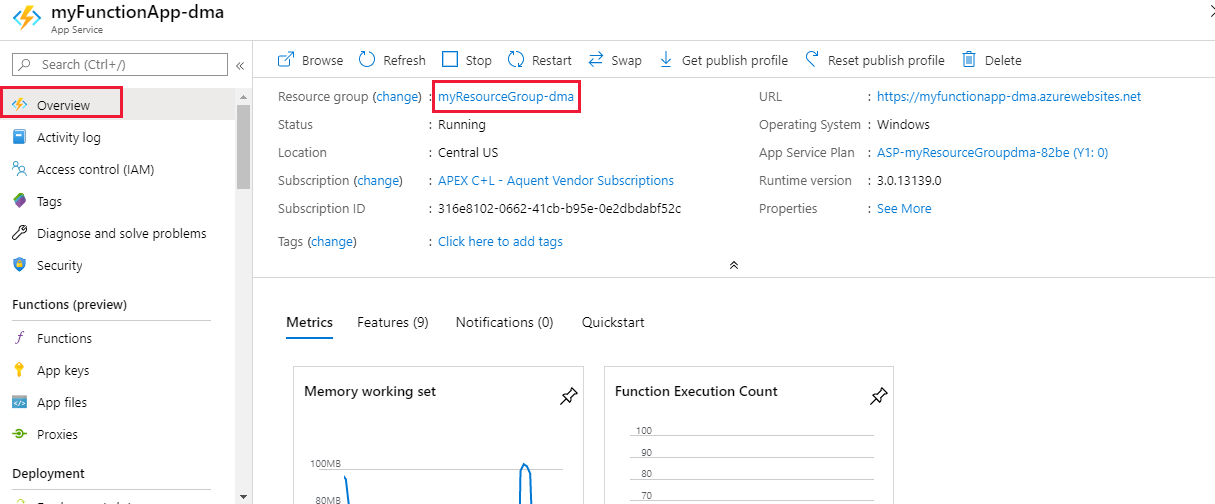 Select your Azure portal resource group.