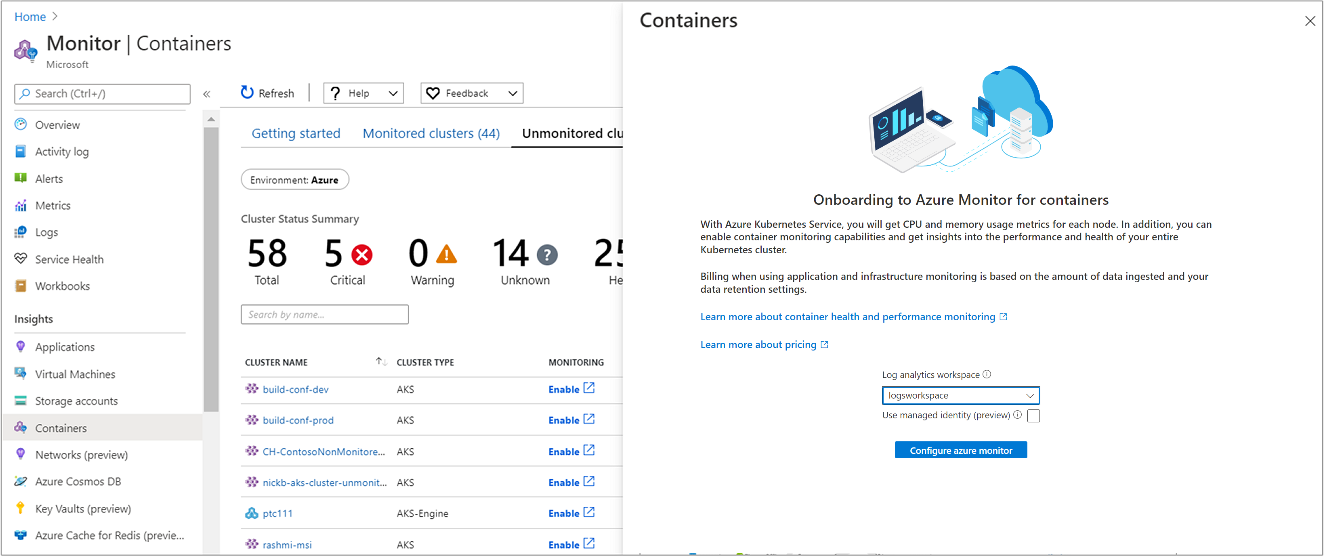 Enable AKS Container insights monitoring