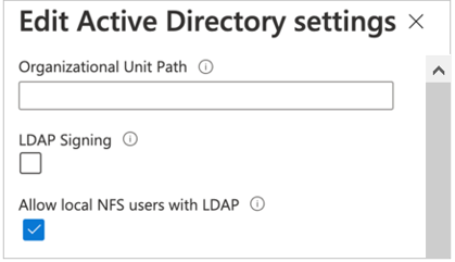 [LDAP を使用するローカル NFS ユーザーを許可する] オプションを示すスクリーンショット
