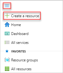 Select Create a resource from Azure portal menu