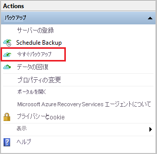 Screenshot shows how to start backup of Windows Server.