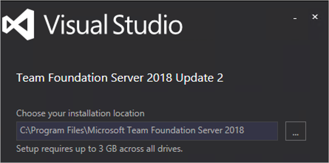 Screenshot of the Team Foundation Server installation site in Visual Studio.