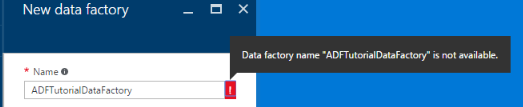 Data Factory name not available
