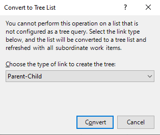 Convert to Tree List dialog