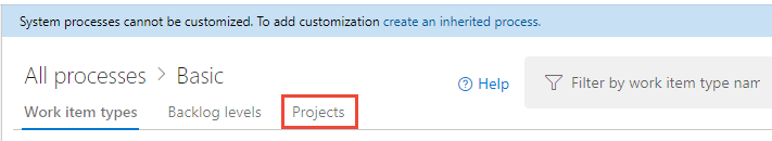 Choose Projects tab