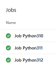 完了した Python ジョブのスクリーンショット。