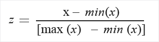 min-max 関数を使用した正規化