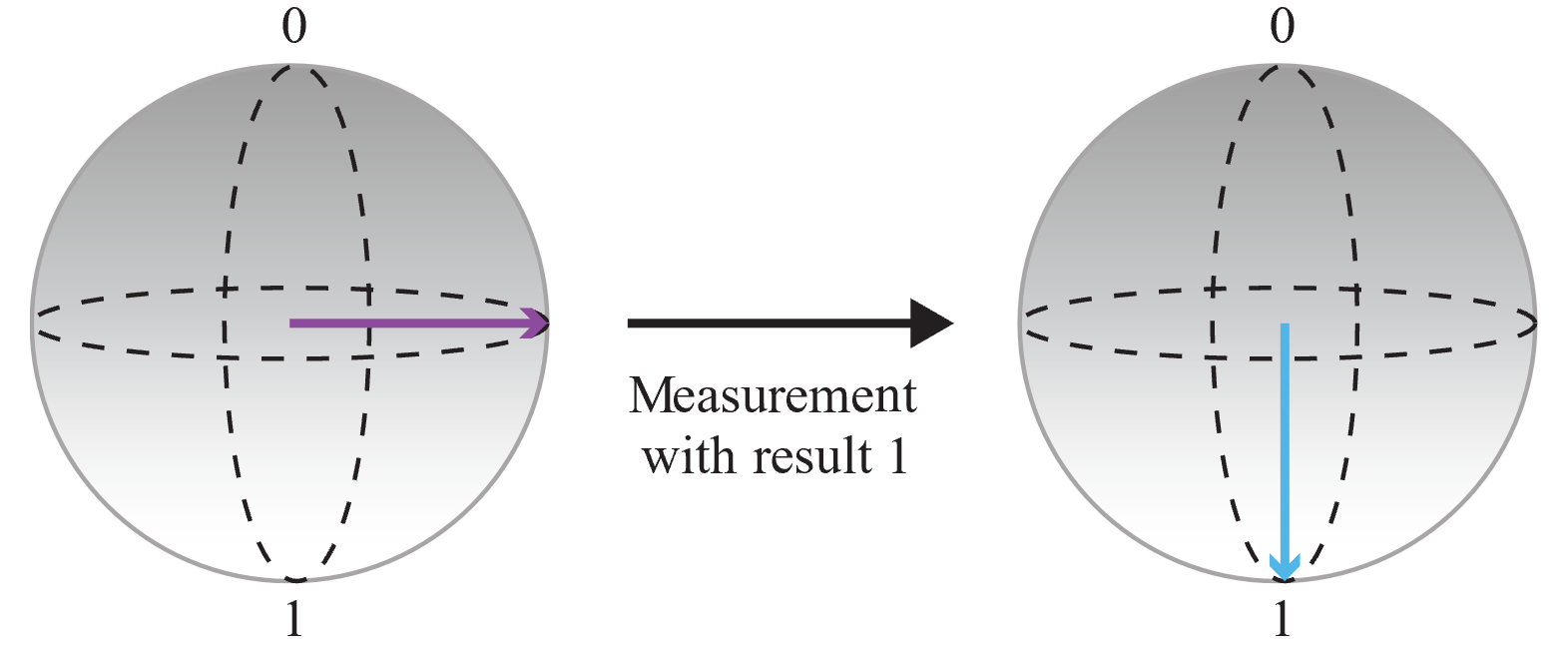 量子ビットの測定と出力の保存を示す図。