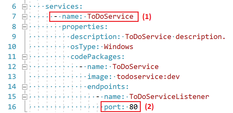 図 1 - ToDoService の service.yaml ファイル