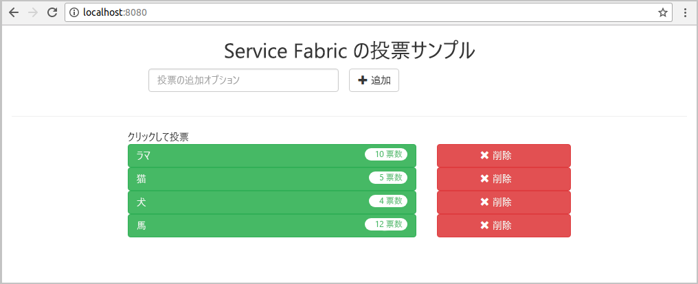 Azure Service Fabric の投票サンプル