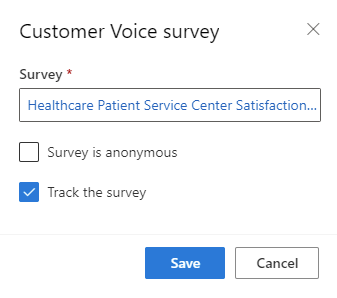 Customer Voice アンケートオプションのスクリーンショット。