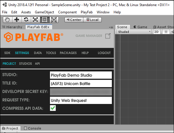 PlayFab タイトル設定