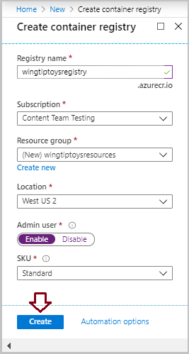 Configure Azure Container Registry settings
