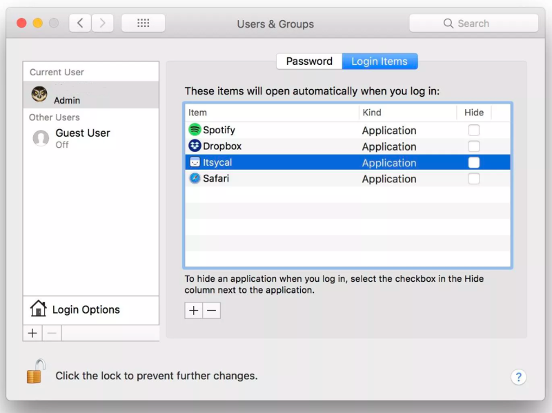 ユーザーが Microsoft Intune でデバイスにサインインした後、macOS デバイスでアプリを非表示にする