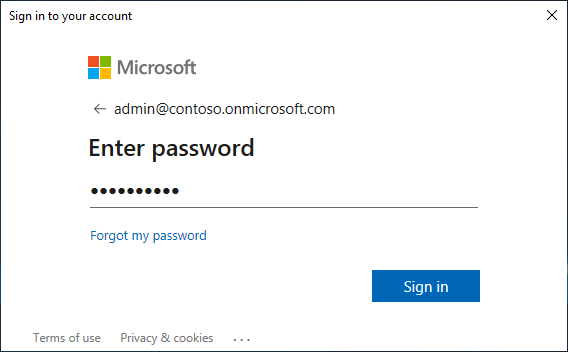サインイン ポップアップ ウィンドウのパスワードイメージ