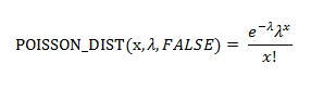 累積 = FALSE の場合の POISSON_DIST の数式