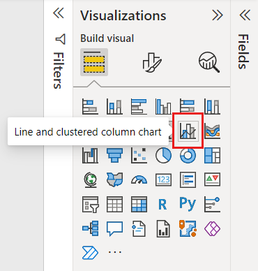 Screenshot of the line and clustered column chart icon in the Visualizations pane.