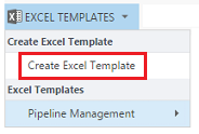 Excel テンプレートの作成メニュー オプション。