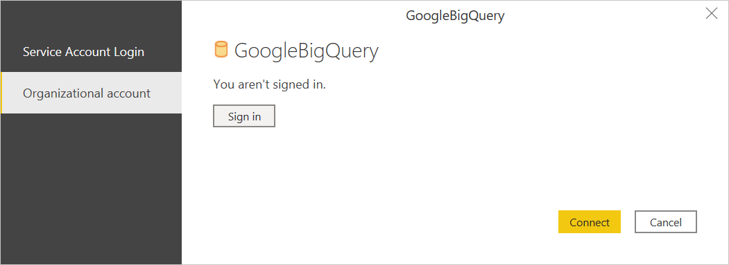 Google BigQuery にサインインします。