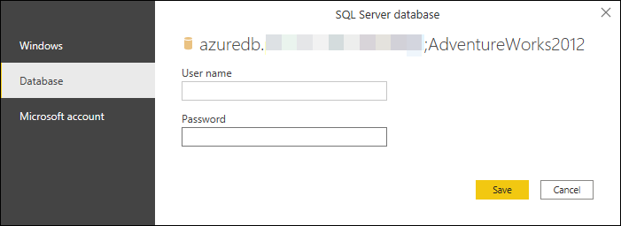 SQL Server database connector authentication methods.